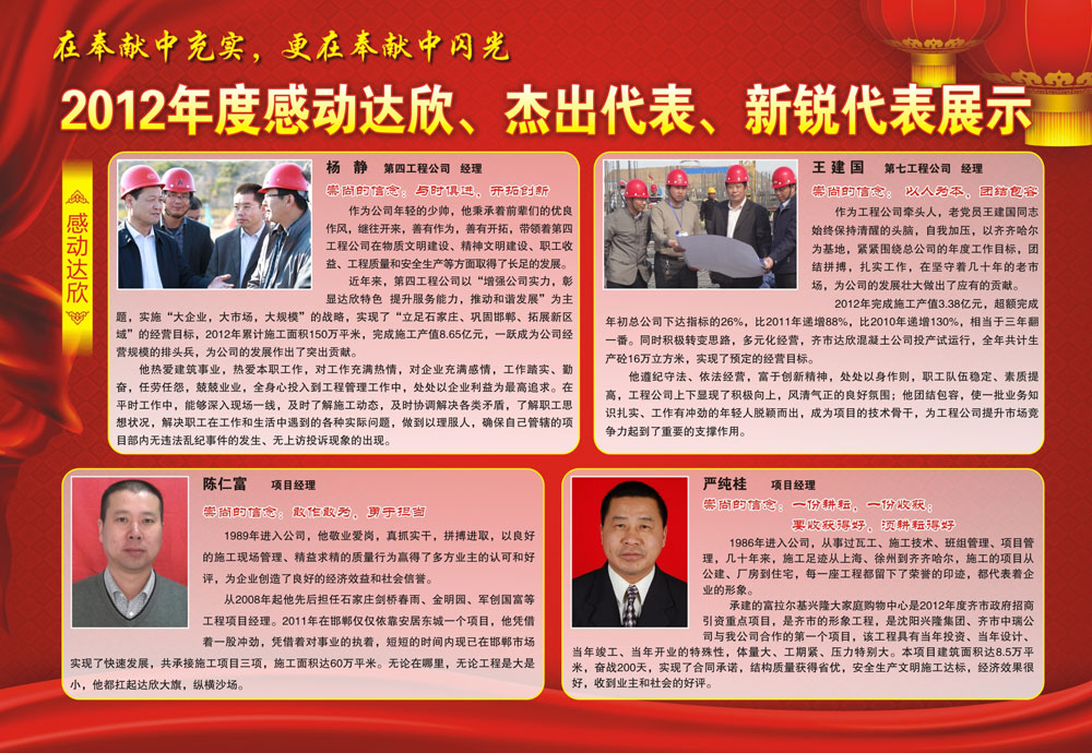 2012年度感動(dòng)達欣、杰出代表、新銳代表展示